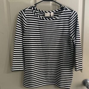 ❤️❤️Chico’s black and white striped quarter length sleeve top size 0